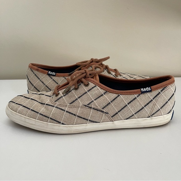 Keds Shoes - Keds - Windowpane Plaid Champion Sneakers - Navy/White/Tan - Women’s size 8